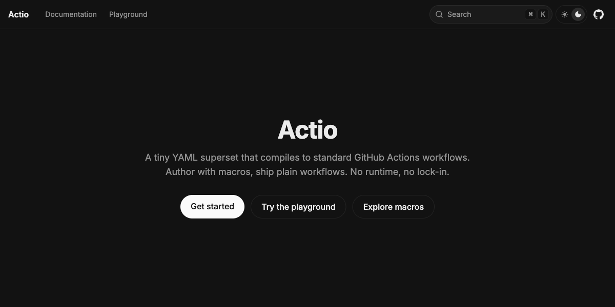 Actio GitHub Actions YAML transpiler